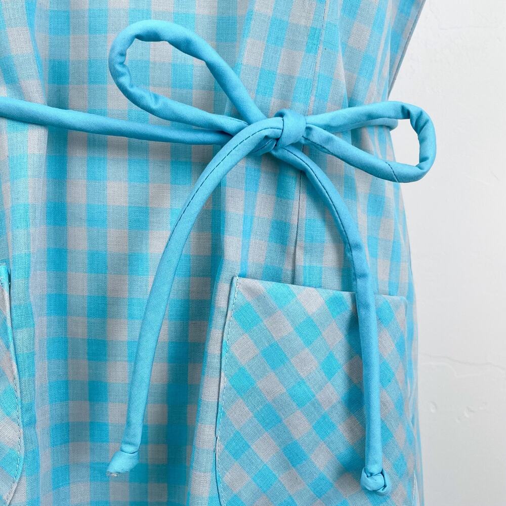 Vintage 1950's Glenbrooke Summer Blue Gingham Short Sleeve A-Line Dress MEDIUM - Picture 3 of 10
